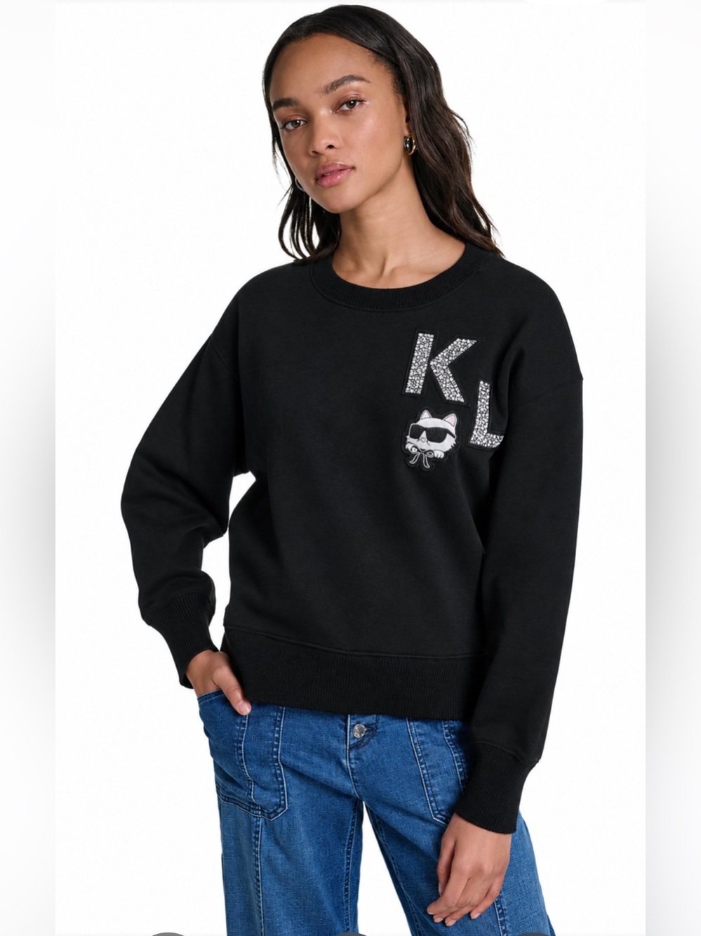 Karl Lagerfeld KL CHOUPETTE PATCH SWEATSHIRT